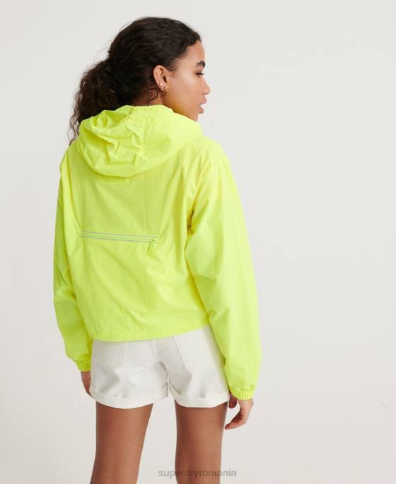 Superdry jachetă neon decupată deasupra capului îmbrăcăminte galben femei JX0Z3850