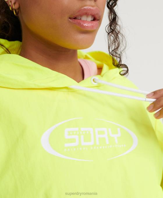 Superdry jachetă neon decupată deasupra capului îmbrăcăminte galben femei JX0Z3850