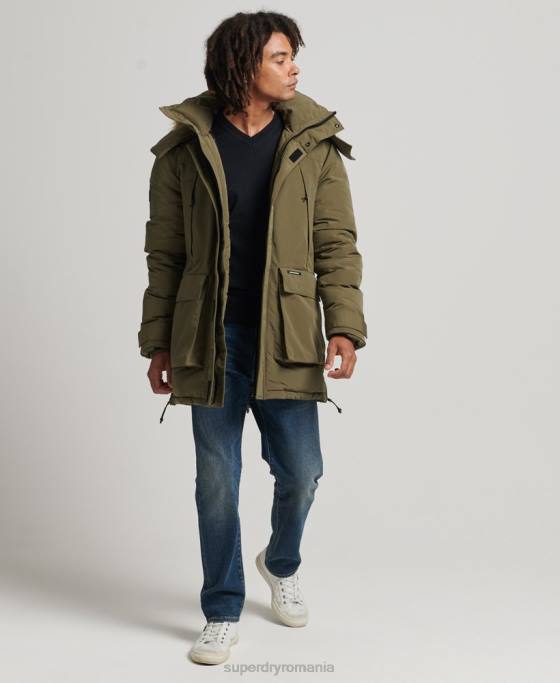Superdry jachetă parka Everest cu glugă din blană artificială îmbrăcăminte kaki bărbați JX0Z999
