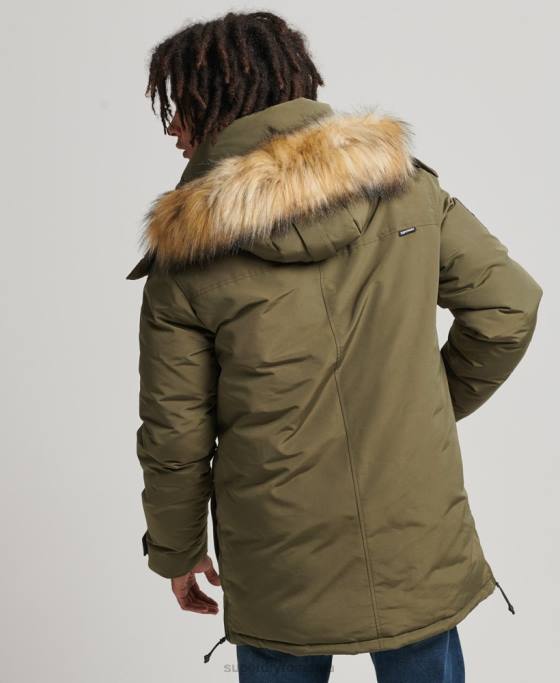 Superdry jachetă parka Everest cu glugă din blană artificială îmbrăcăminte kaki bărbați JX0Z999