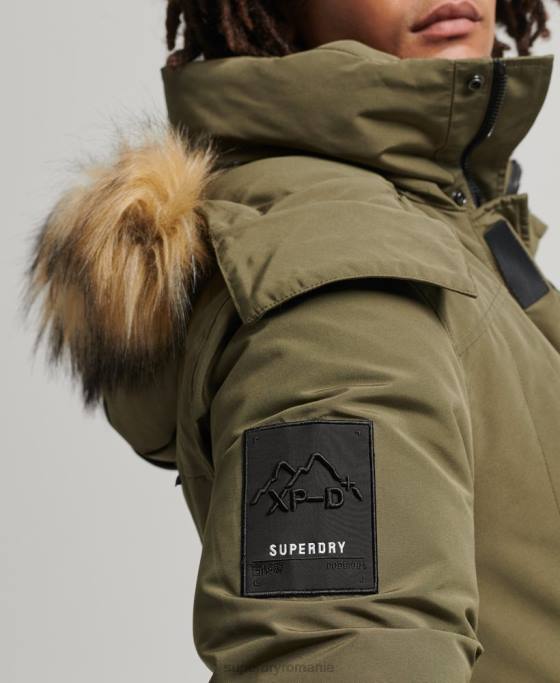 Superdry jachetă parka Everest cu glugă din blană artificială îmbrăcăminte kaki bărbați JX0Z999
