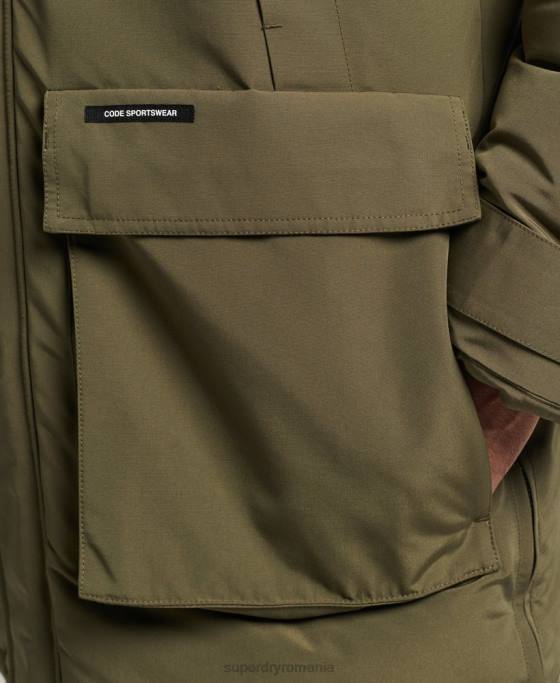 Superdry jachetă parka Everest cu glugă din blană artificială îmbrăcăminte kaki bărbați JX0Z999