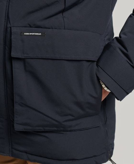 Superdry jachetă parka Everest cu glugă din blană artificială îmbrăcăminte marina bărbați JX0Z957