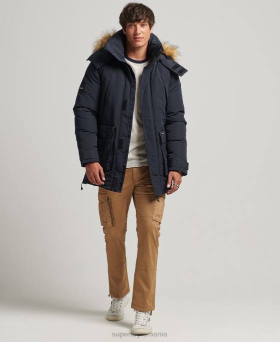 Superdry jachetă parka Everest cu glugă din blană artificială îmbrăcăminte marina bărbați JX0Z957
