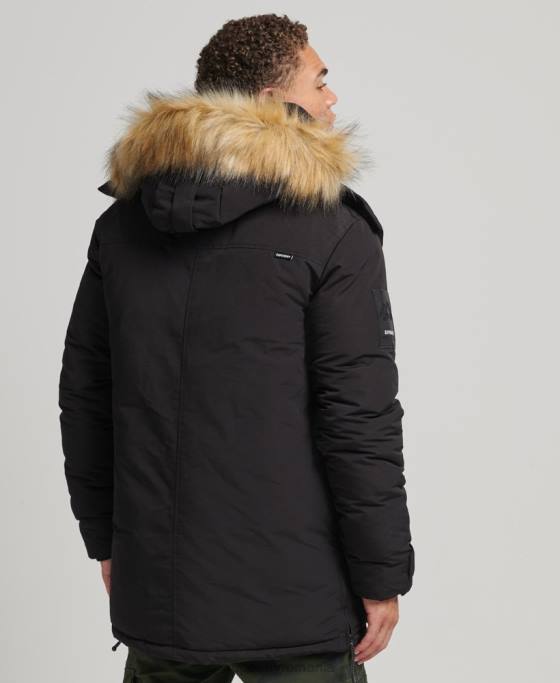 Superdry jachetă parka Everest cu glugă din blană artificială îmbrăcăminte negru bărbați JX0Z4613