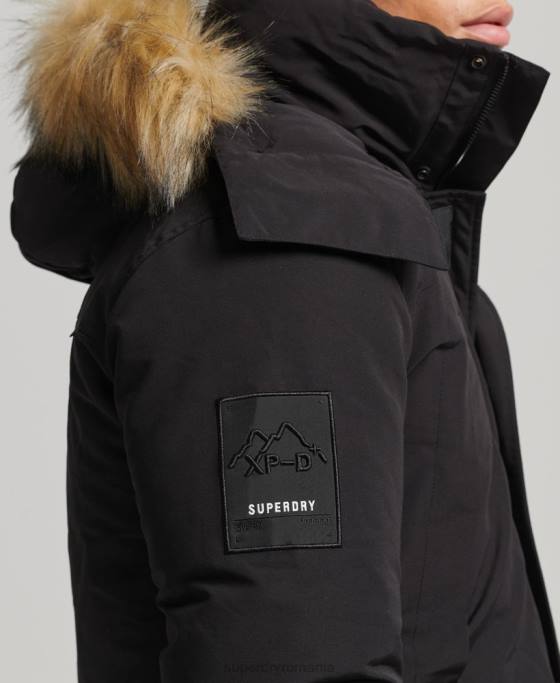 Superdry jachetă parka Everest cu glugă din blană artificială îmbrăcăminte negru bărbați JX0Z4613