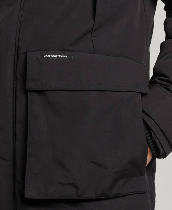 Superdry jachetă parka Everest cu glugă din blană artificială îmbrăcăminte negru bărbați JX0Z4613