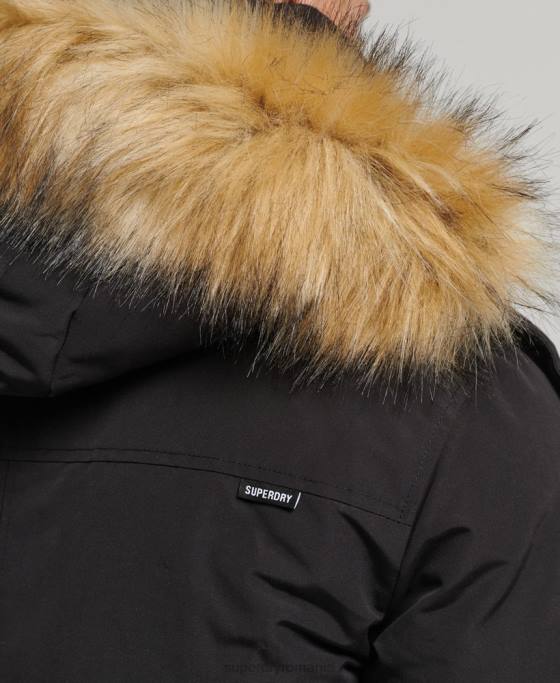 Superdry jachetă parka Everest cu glugă din blană artificială îmbrăcăminte negru bărbați JX0Z4613