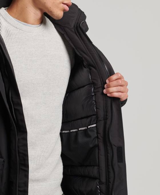 Superdry jachetă parka Everest cu glugă din blană artificială îmbrăcăminte negru bărbați JX0Z4613