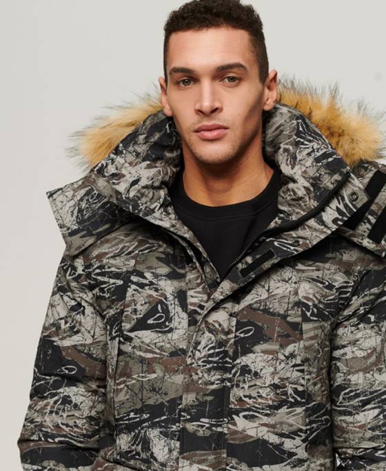 Superdry jachetă parka Everest cu glugă din blană artificială îmbrăcăminte verde bărbați JX0Z4547