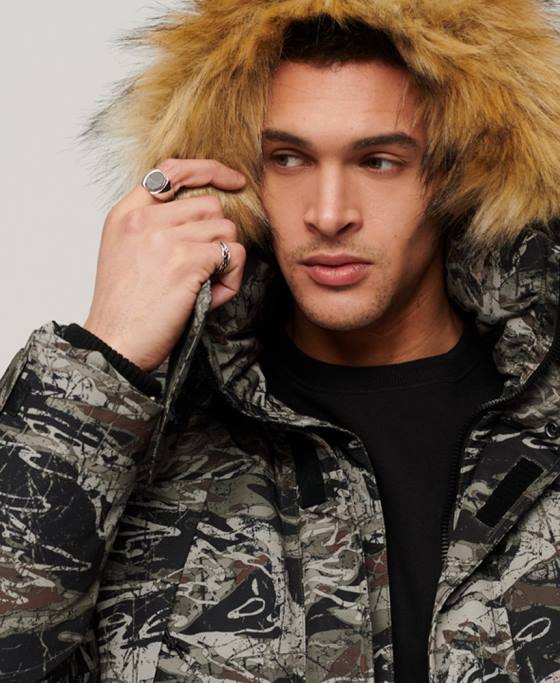 Superdry jachetă parka Everest cu glugă din blană artificială îmbrăcăminte verde bărbați JX0Z4547