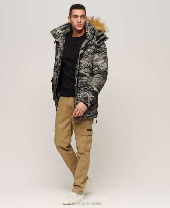 Superdry jachetă parka Everest cu glugă din blană artificială îmbrăcăminte verde bărbați JX0Z4547