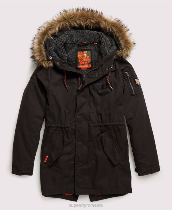 Superdry jachetă parka aviator pentru începători de munte îmbrăcăminte negru bărbați JX0Z4605