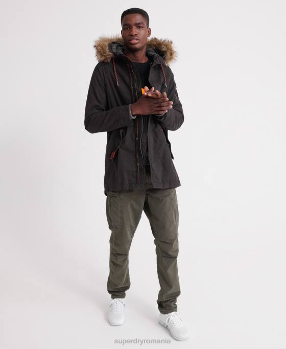 Superdry jachetă parka aviator pentru începători de munte îmbrăcăminte negru bărbați JX0Z4605