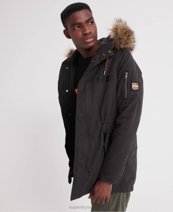 Superdry jachetă parka aviator pentru începători de munte îmbrăcăminte negru bărbați JX0Z4605