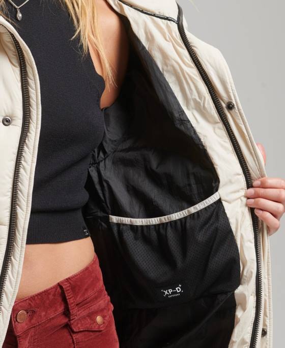 Superdry jachetă parka căptușită cocoon xpd îmbrăcăminte cremă femei JX0Z5496