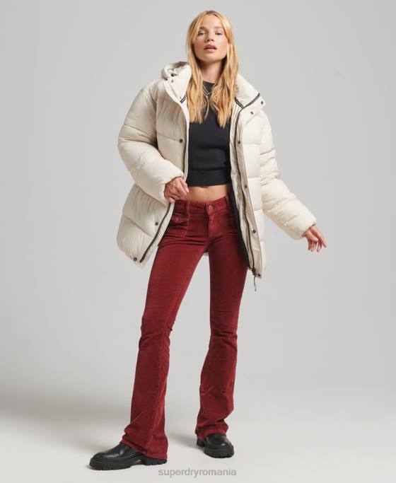 Superdry jachetă parka căptușită cocoon xpd îmbrăcăminte cremă femei JX0Z5496