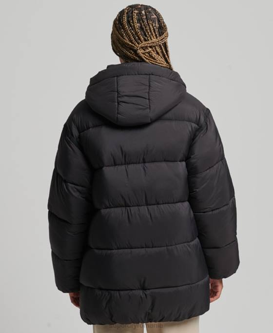 Superdry jachetă parka căptușită cocoon xpd îmbrăcăminte negru femei JX0Z5435