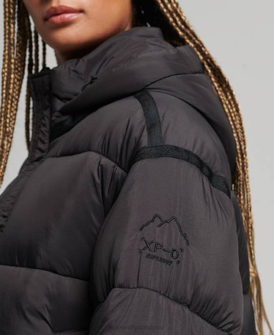 Superdry jachetă parka căptușită cocoon xpd îmbrăcăminte negru femei JX0Z5435