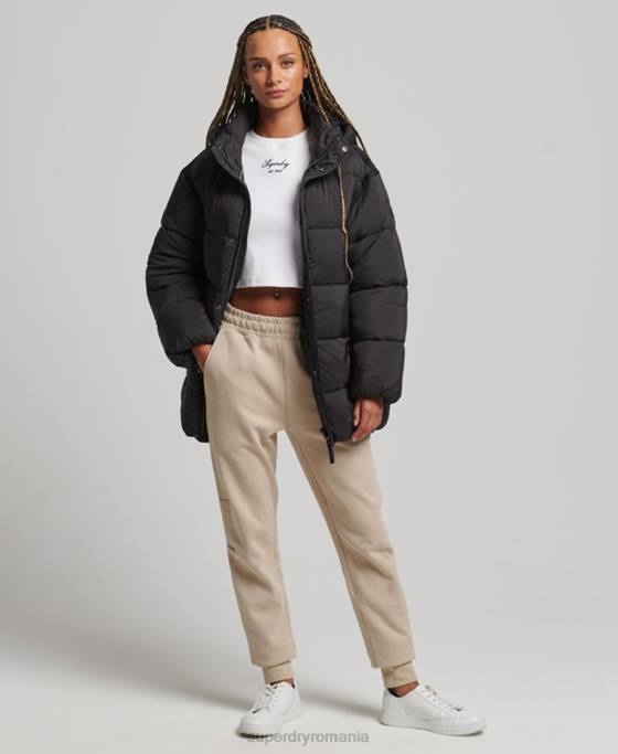 Superdry jachetă parka căptușită cocoon xpd îmbrăcăminte negru femei JX0Z5435