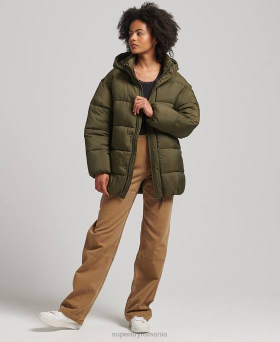 Superdry jachetă parka căptușită cocoon xpd îmbrăcăminte verde femei JX0Z5455