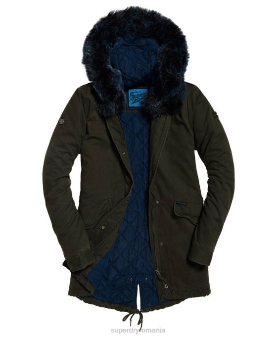 Superdry jachetă parka de blană artificială de culoarea șoimului îmbrăcăminte kaki femei JX0Z3862