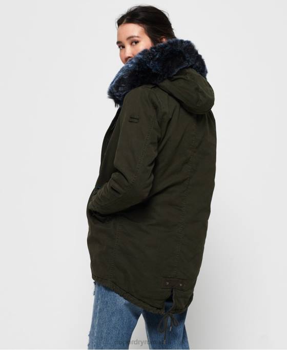 Superdry jachetă parka de blană artificială de culoarea șoimului îmbrăcăminte kaki femei JX0Z3862