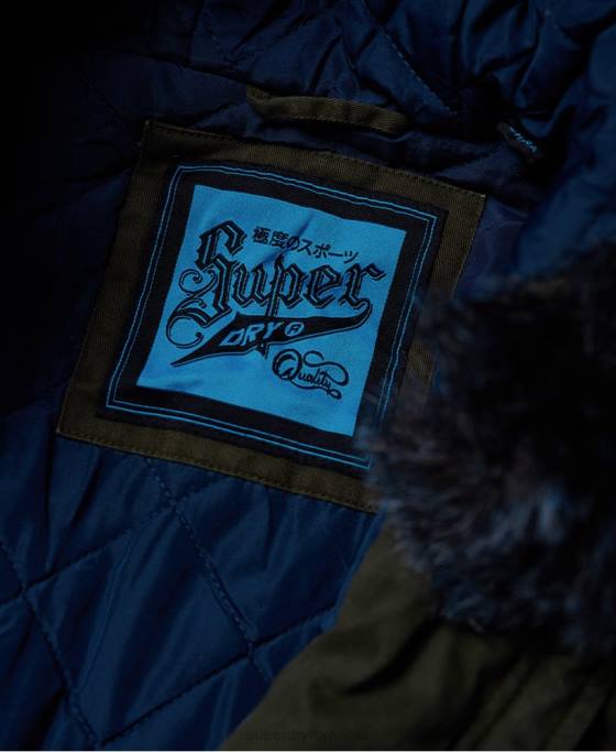 Superdry jachetă parka de blană artificială de culoarea șoimului îmbrăcăminte kaki femei JX0Z3862