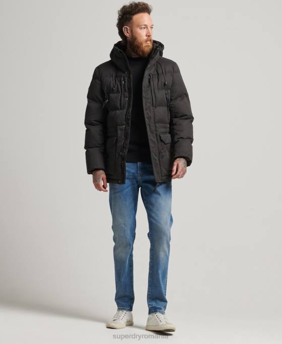 Superdry jachetă parka expediție din microfibră îmbrăcăminte negru bărbați JX0Z4557