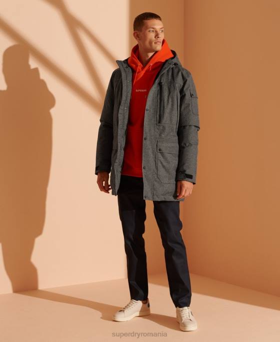 Superdry jachetă parka impermeabilă din puf îmbrăcăminte gri bărbați JX0Z4681