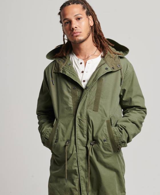 Superdry jachetă parka militară coadă de pește îmbrăcăminte kaki bărbați JX0Z4517