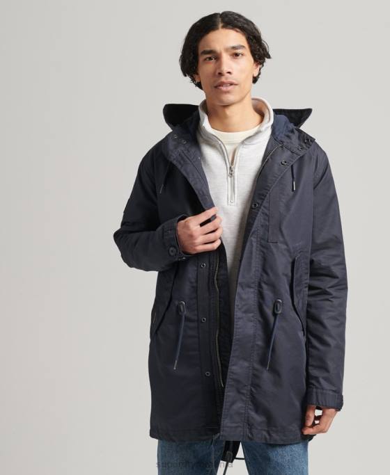 Superdry jachetă parka militară de epocă Fishhatil îmbrăcăminte albastru bărbați JX0Z4715