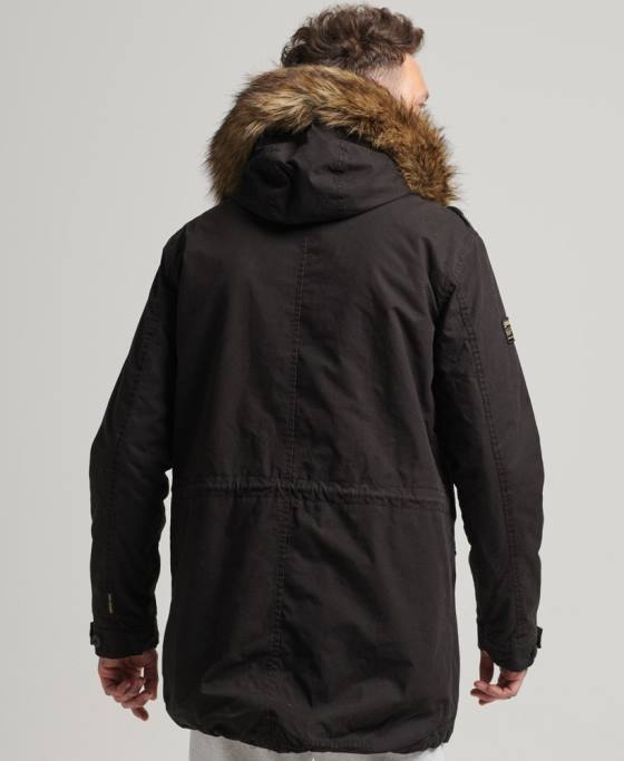Superdry jachetă parka militară din blană artificială îmbrăcăminte gri inchis bărbați JX0Z4490