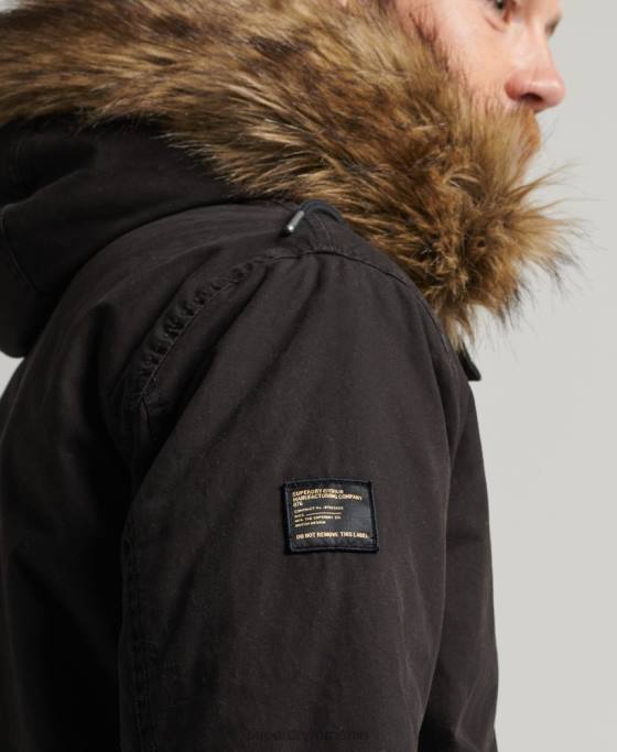 Superdry jachetă parka militară din blană artificială îmbrăcăminte gri inchis bărbați JX0Z4490