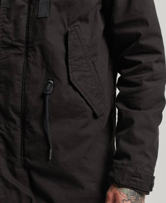 Superdry jachetă parka militară din blană artificială îmbrăcăminte gri inchis bărbați JX0Z4490