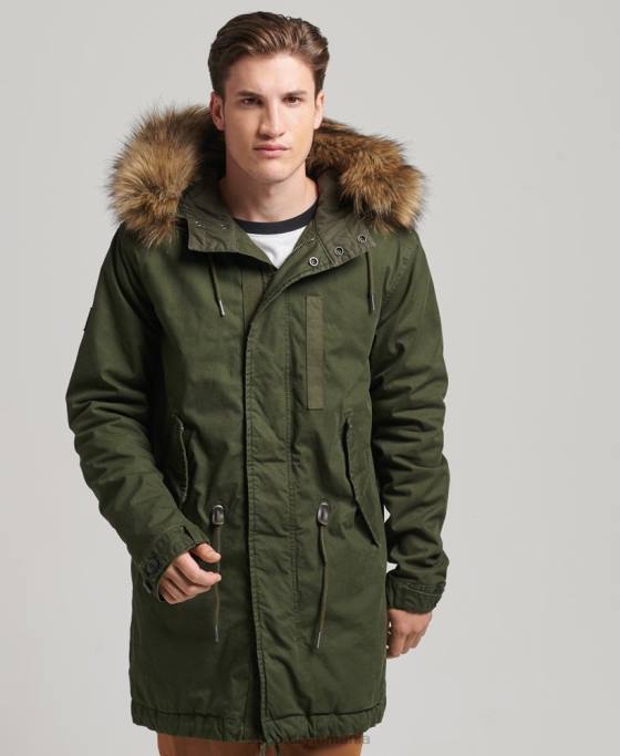 Superdry jachetă parka militară din blană artificială îmbrăcăminte verde bărbați JX0Z4457