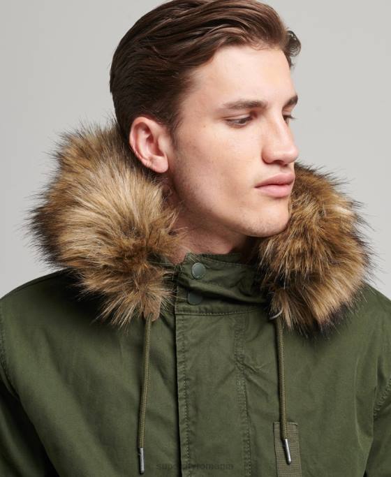 Superdry jachetă parka militară din blană artificială îmbrăcăminte verde bărbați JX0Z4457