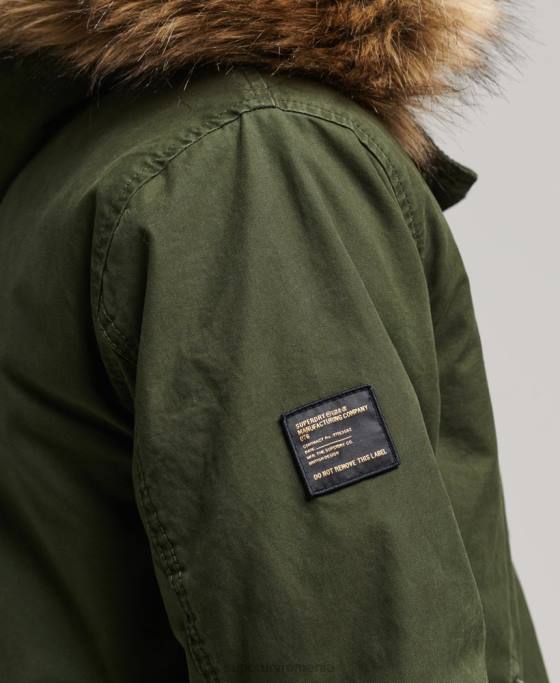 Superdry jachetă parka militară din blană artificială îmbrăcăminte verde bărbați JX0Z4457