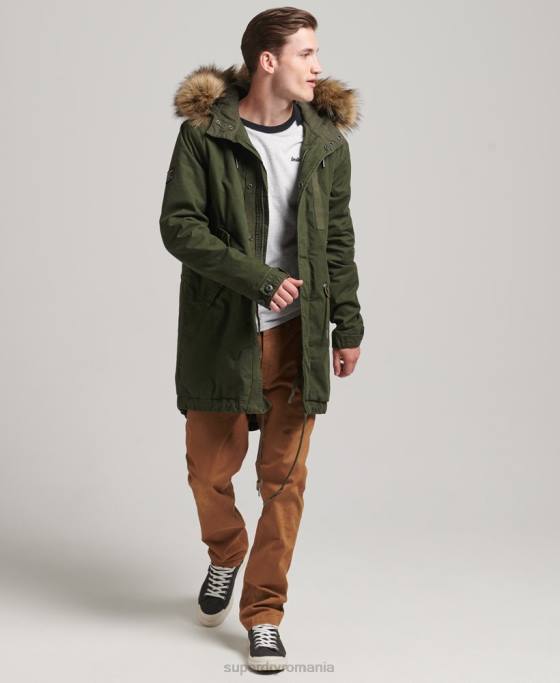 Superdry jachetă parka militară din blană artificială îmbrăcăminte verde bărbați JX0Z4457