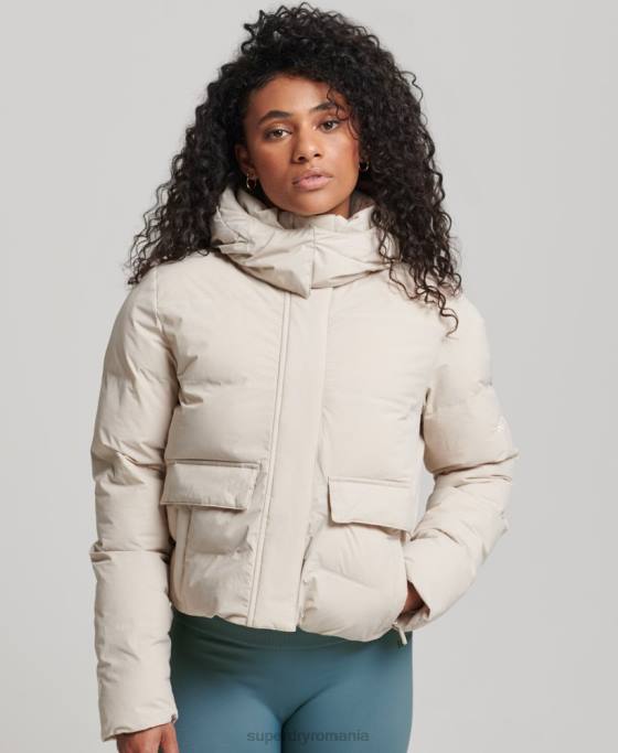 Superdry jachetă puf boxy tren îmbrăcăminte bej femei JX0Z5548