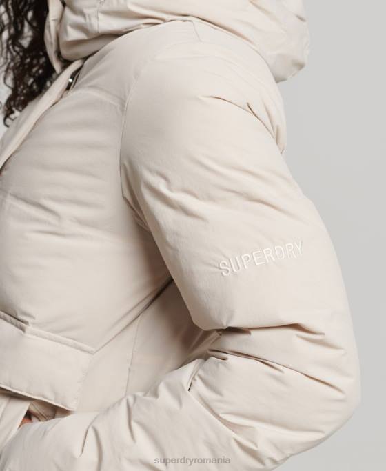 Superdry jachetă puf boxy tren îmbrăcăminte bej femei JX0Z5548