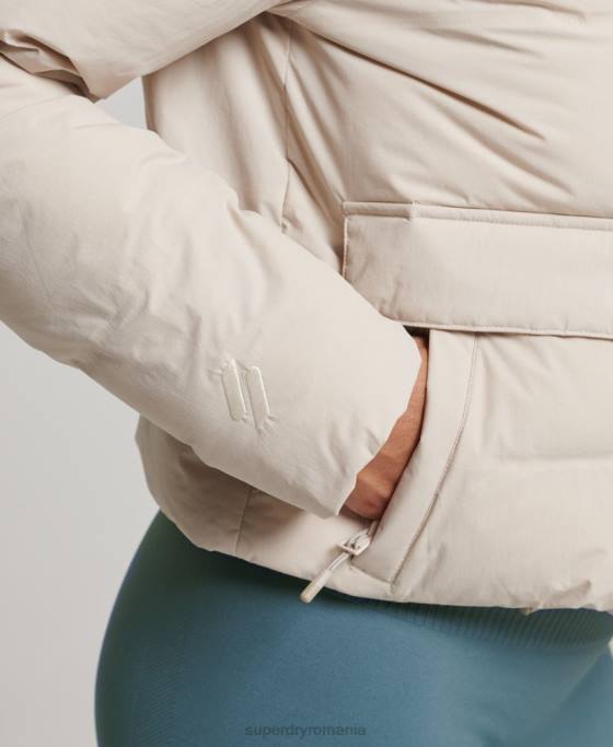 Superdry jachetă puf boxy tren îmbrăcăminte bej femei JX0Z5548