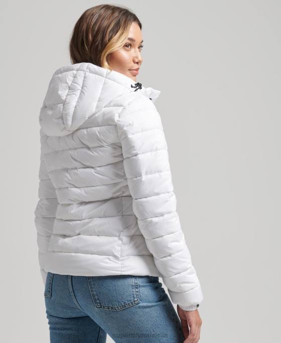 Superdry jachetă puf clasică cu glugă îmbrăcăminte alb femei JX0Z3712