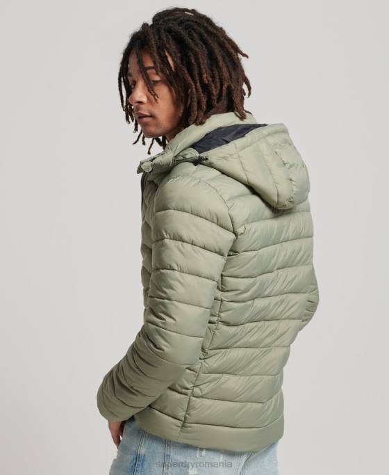 Superdry jachetă puf clasică cu glugă îmbrăcăminte kaki bărbați JX0Z1070