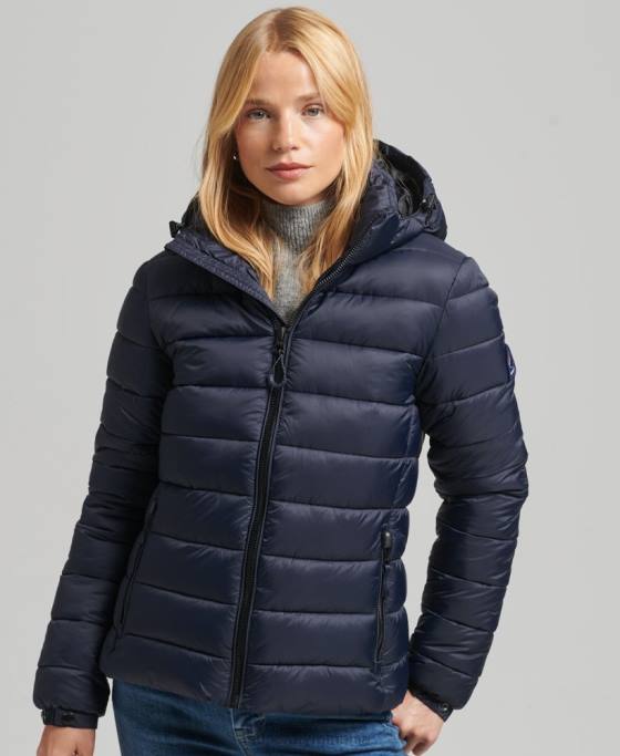 Superdry jachetă puf clasică cu glugă îmbrăcăminte marina femei JX0Z3687