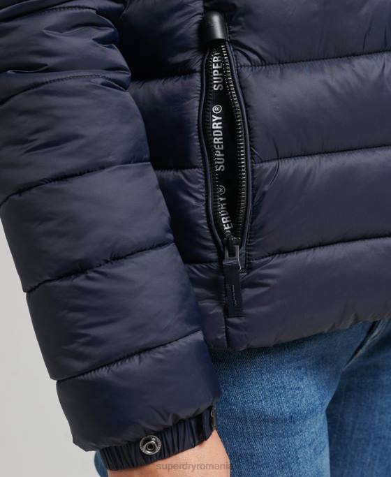 Superdry jachetă puf clasică cu glugă îmbrăcăminte marina femei JX0Z3687