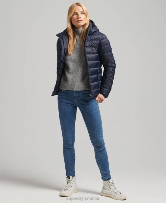 Superdry jachetă puf clasică cu glugă îmbrăcăminte marina femei JX0Z3687