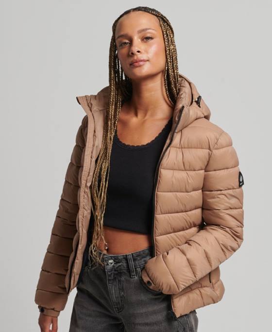 Superdry jachetă puf clasică cu glugă îmbrăcăminte maro femei JX0Z3686
