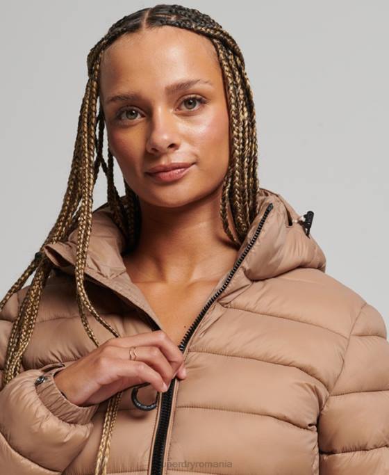 Superdry jachetă puf clasică cu glugă îmbrăcăminte maro femei JX0Z3686
