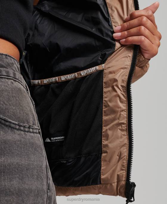 Superdry jachetă puf clasică cu glugă îmbrăcăminte maro femei JX0Z3686